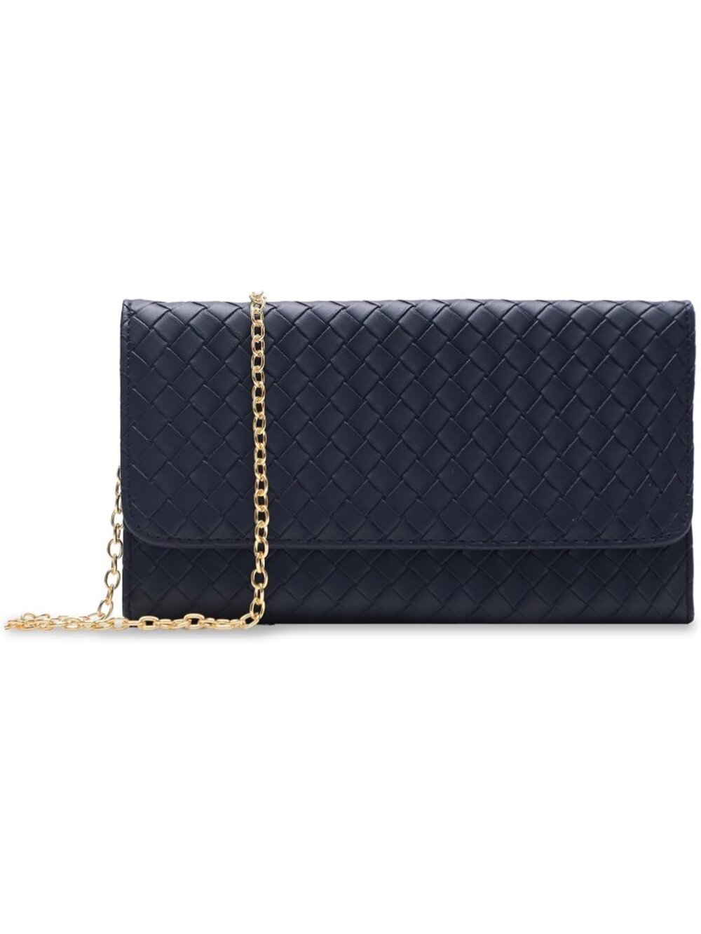 Women's Navy Blue Clutch Purse Removable Gold Chain Evening Crossbody Bags